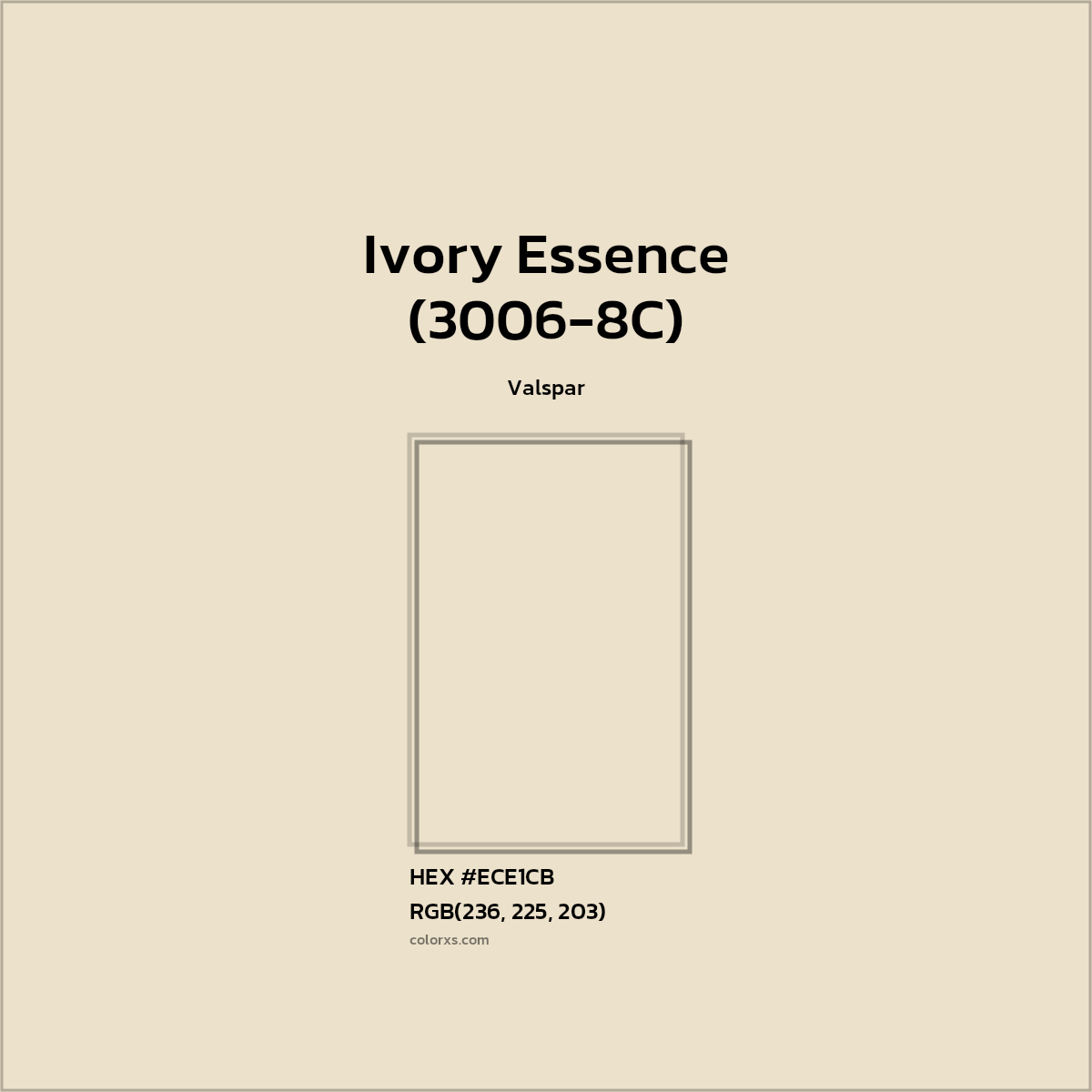 HEX #ECE1CB Ivory Essence (3006-8C) Paint Valspar - Color Code