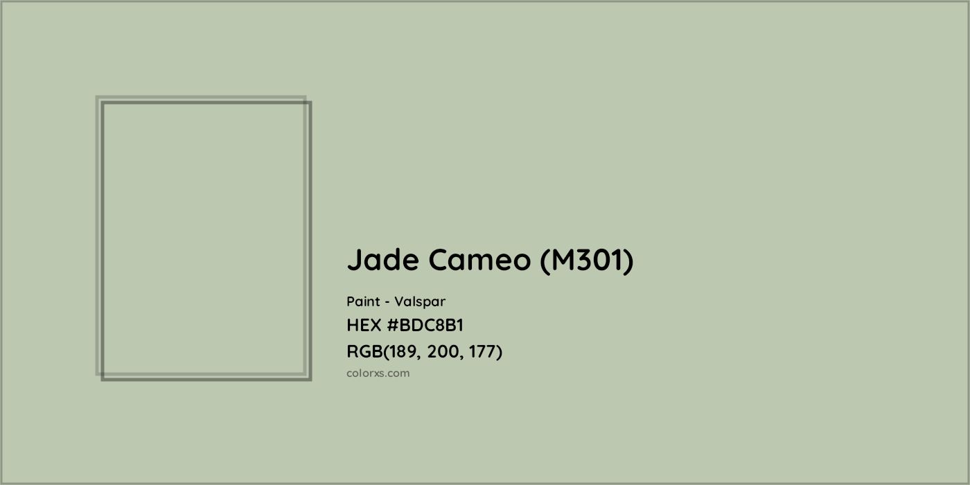 HEX #BDC8B1 Jade Cameo (M301) Paint Valspar - Color Code