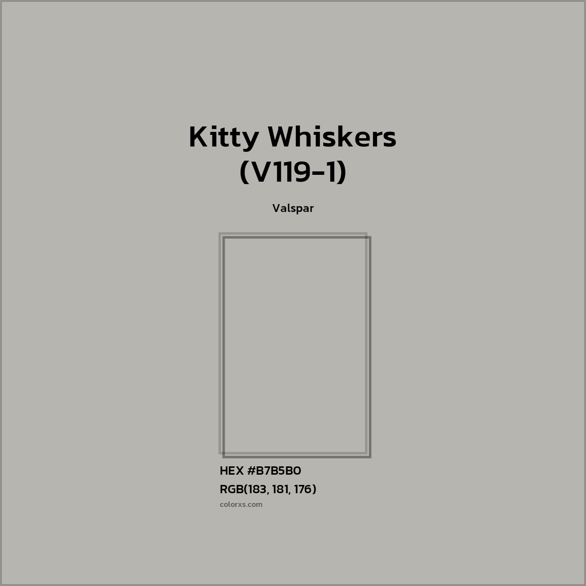 HEX #B7B5B0 Kitty Whiskers (V119-1) Paint Valspar - Color Code