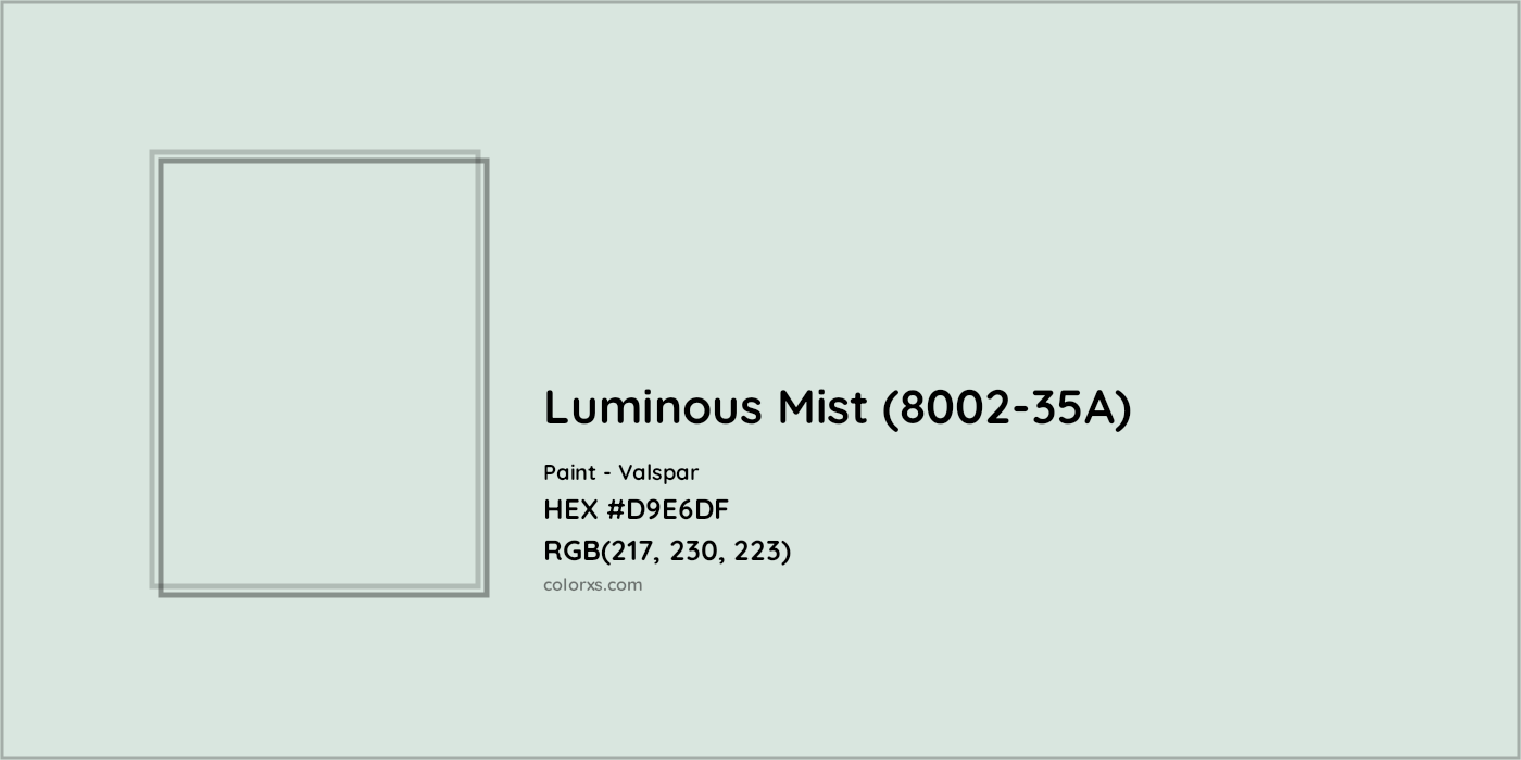 HEX #D9E6DF Luminous Mist (8002-35A) Paint Valspar - Color Code