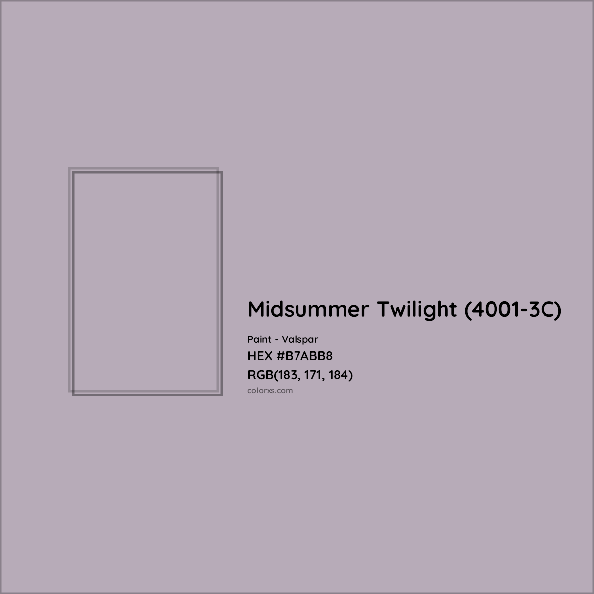 HEX #B7ABB8 Midsummer Twilight (4001-3C) Paint Valspar - Color Code