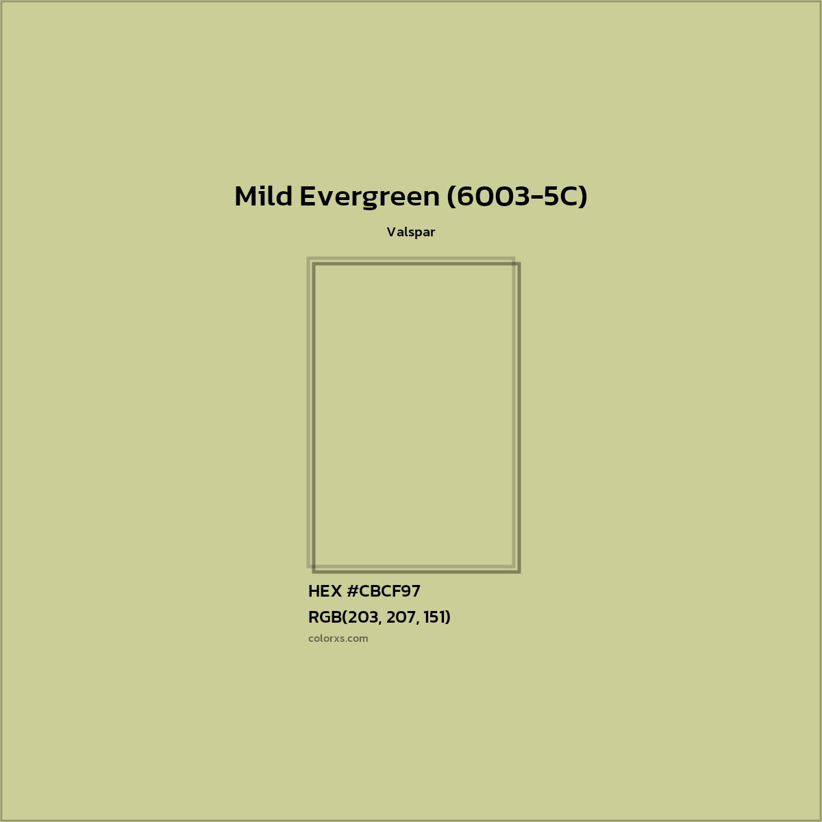 HEX #CBCF97 Mild Evergreen (6003-5C) Paint Valspar - Color Code