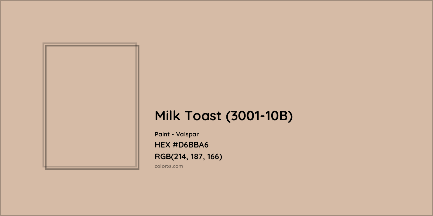HEX #D6BBA6 Milk Toast (3001-10B) Paint Valspar - Color Code