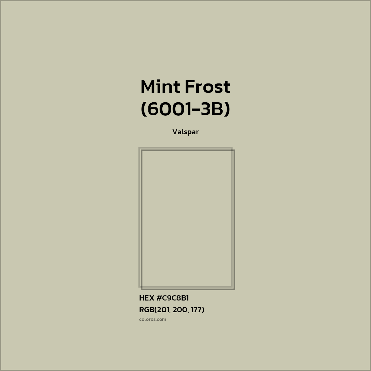 HEX #C9C8B1 Mint Frost (6001-3B) Paint Valspar - Color Code