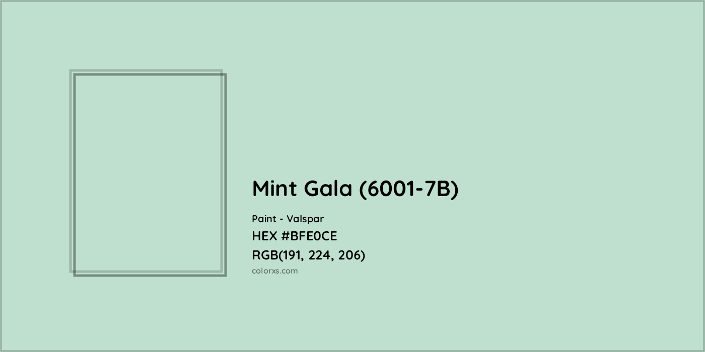HEX #BFE0CE Mint Gala (6001-7B) Paint Valspar - Color Code