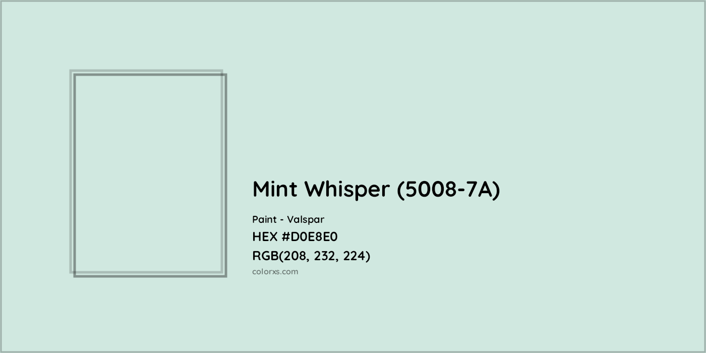 HEX #D0E8E0 Mint Whisper (5008-7A) Paint Valspar - Color Code