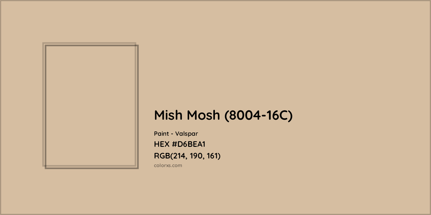 HEX #D6BEA1 Mish Mosh (8004-16C) Paint Valspar - Color Code