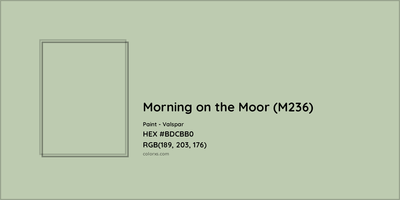 HEX #BDCBB0 Morning on the Moor (M236) Paint Valspar - Color Code
