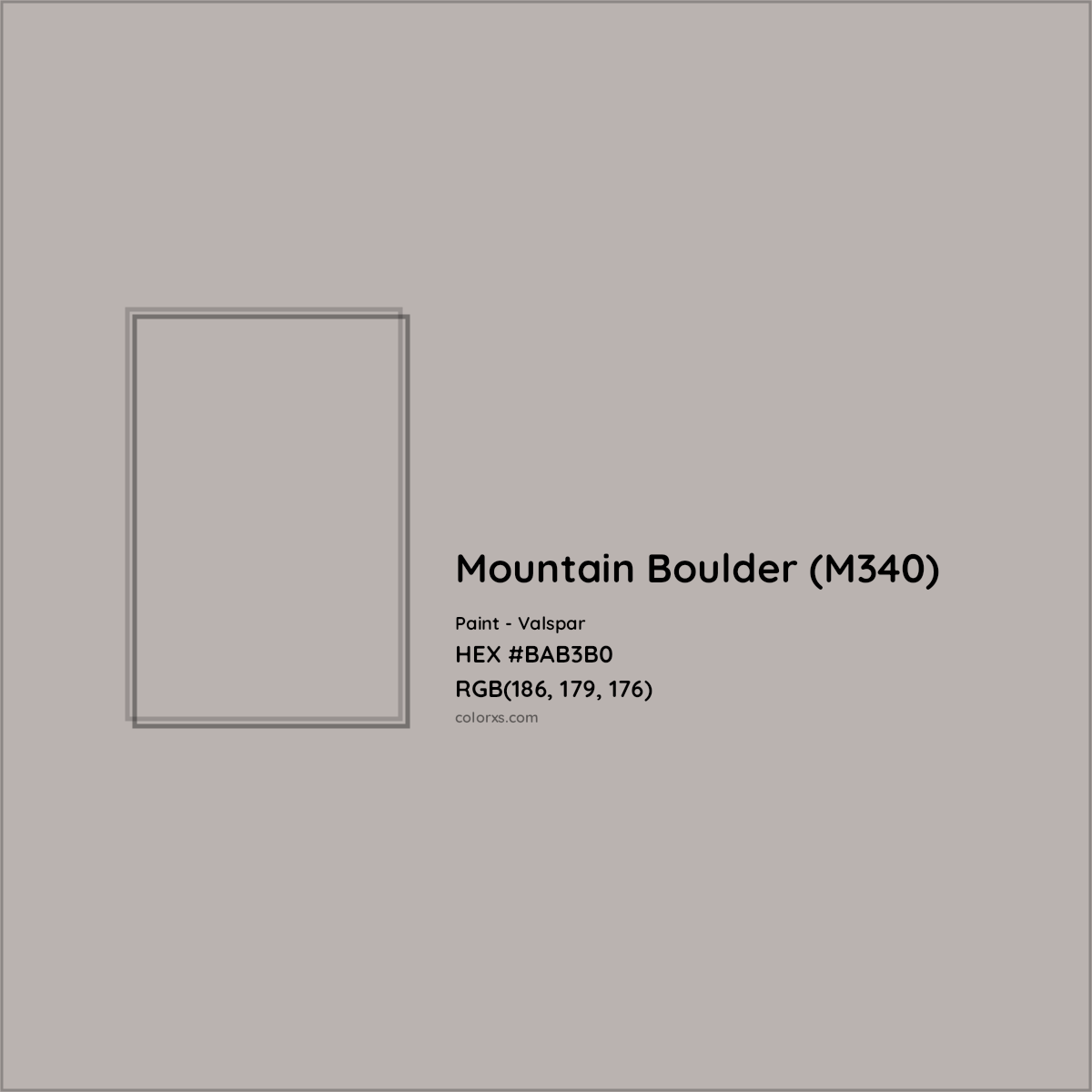 HEX #BAB3B0 Mountain Boulder (M340) Paint Valspar - Color Code
