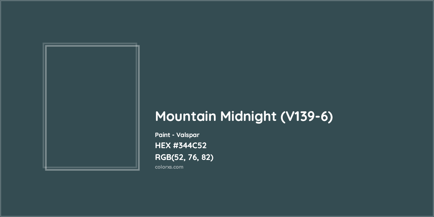 HEX #344C52 Mountain Midnight (V139-6) Paint Valspar - Color Code