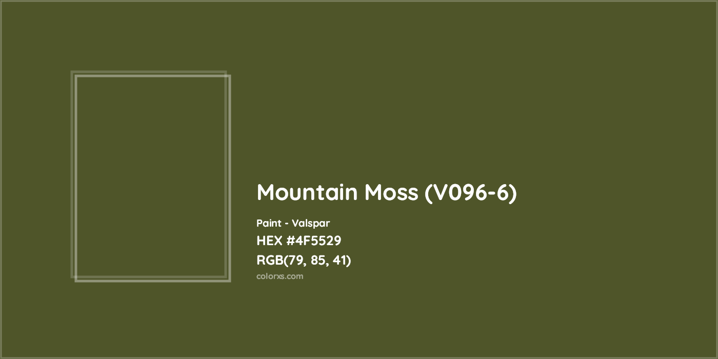 HEX #4F5529 Mountain Moss (V096-6) Paint Valspar - Color Code
