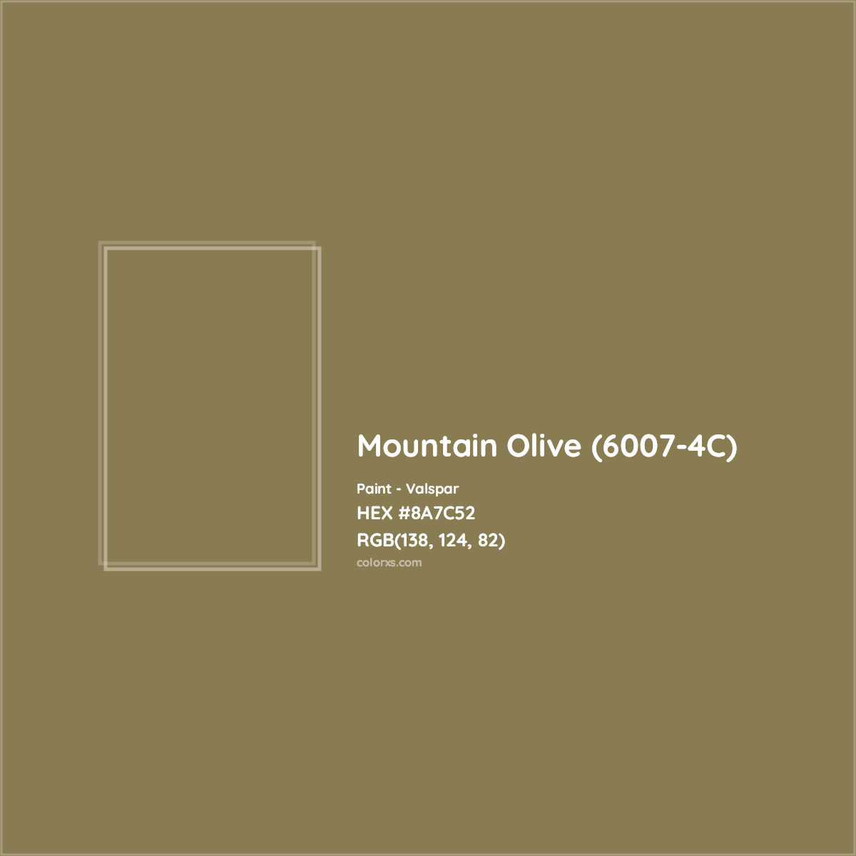 HEX #8A7C52 Mountain Olive (6007-4C) Paint Valspar - Color Code