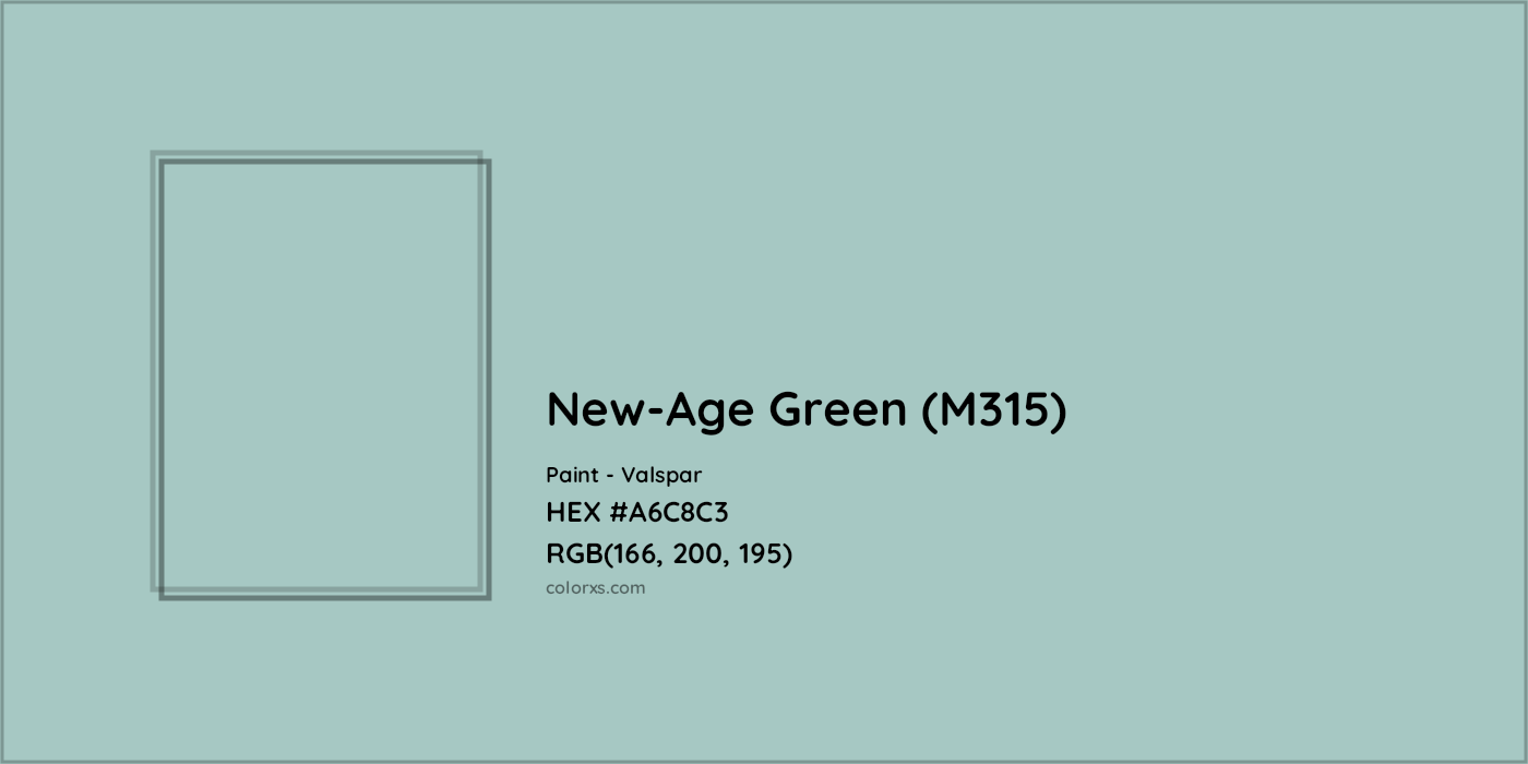 HEX #A6C8C3 New-Age Green (M315) Paint Valspar - Color Code
