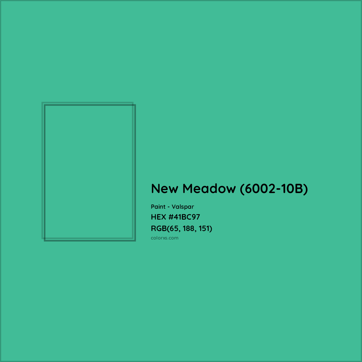 HEX #41BC97 New Meadow (6002-10B) Paint Valspar - Color Code