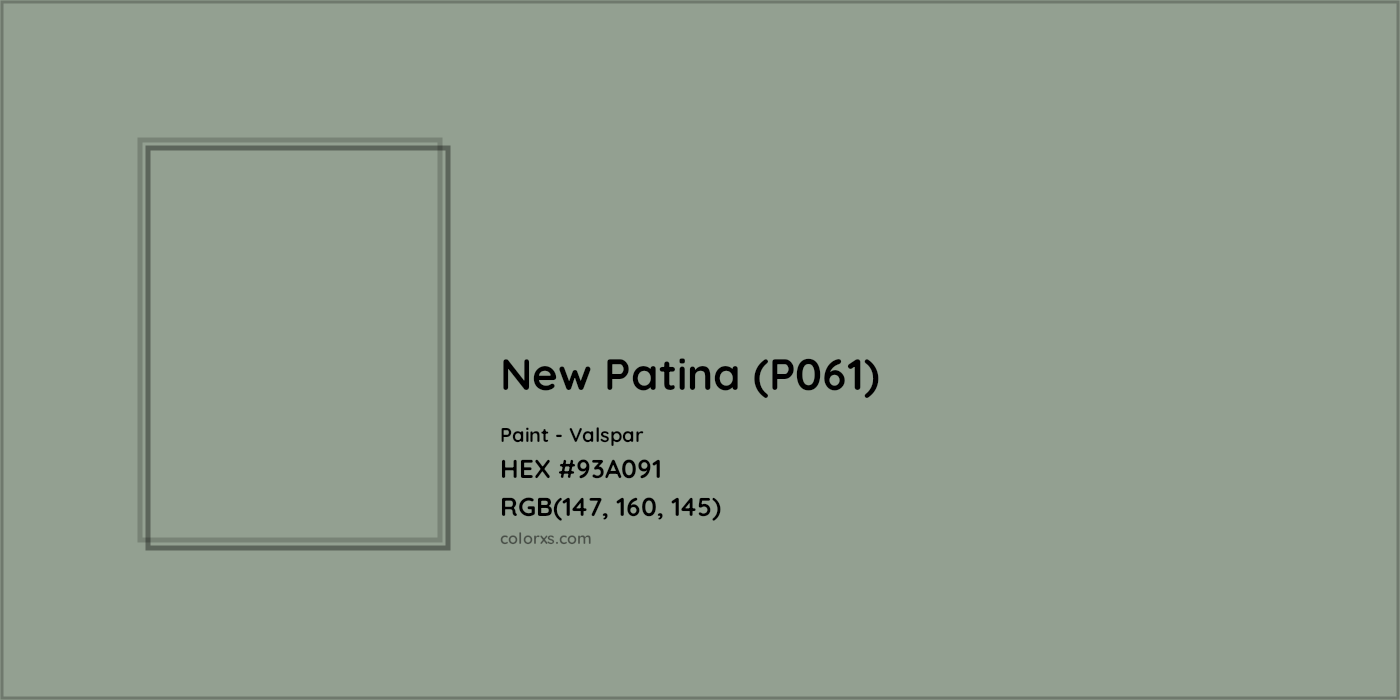 HEX #93A091 New Patina (P061) Paint Valspar - Color Code