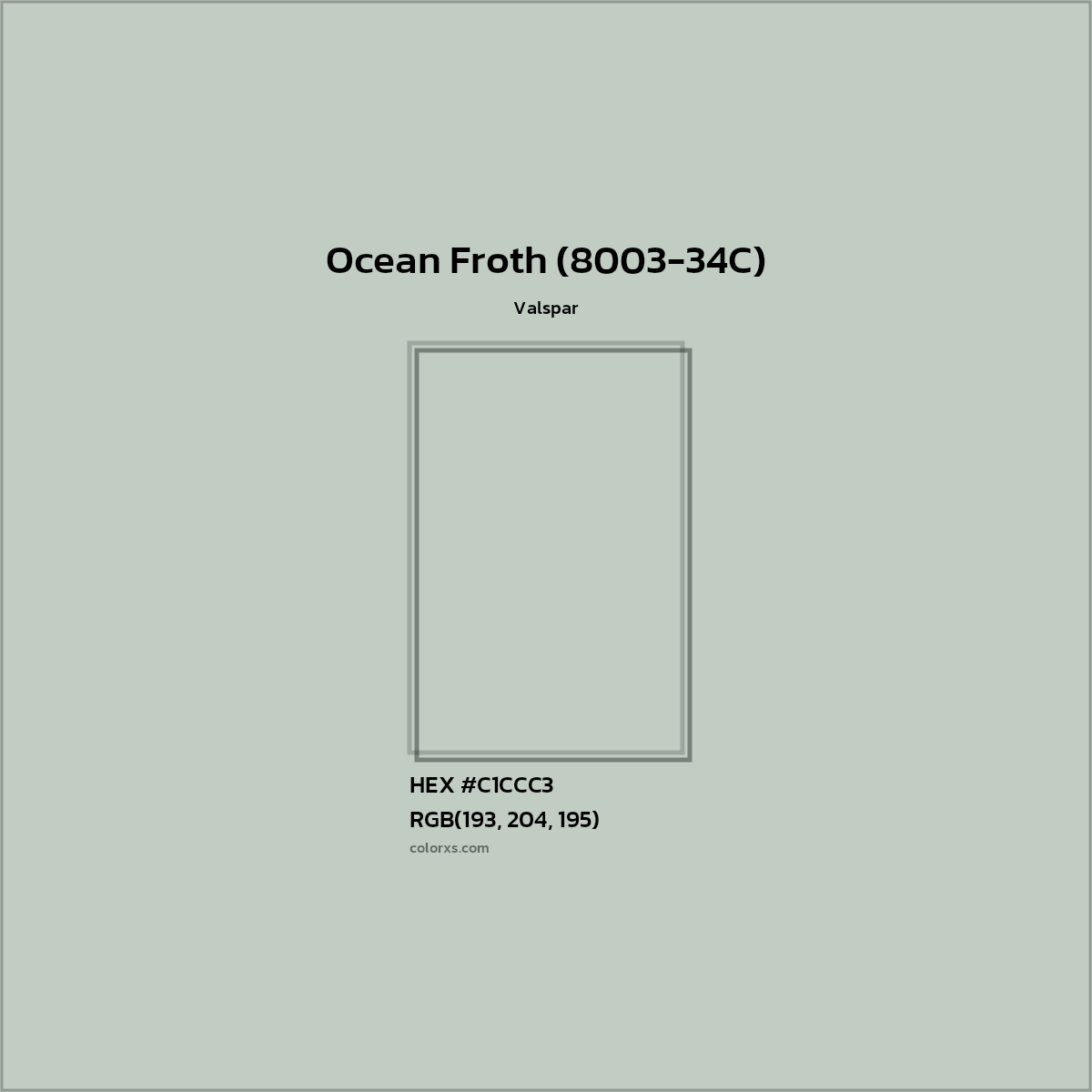 HEX #C1CCC3 Ocean Froth (8003-34C) Paint Valspar - Color Code