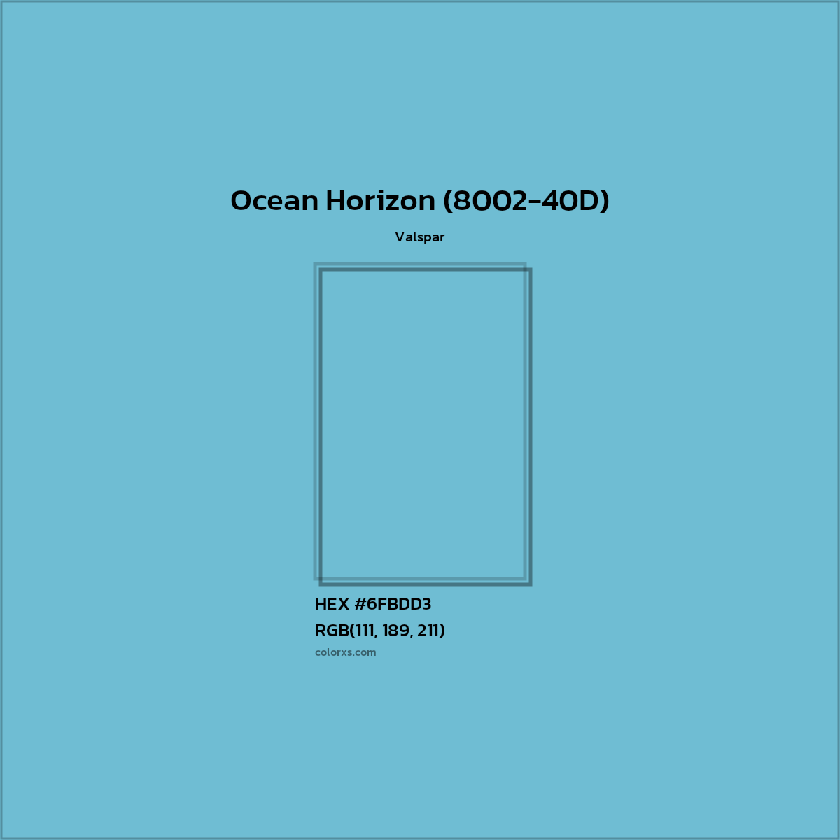 HEX #6FBDD3 Ocean Horizon (8002-40D) Paint Valspar - Color Code