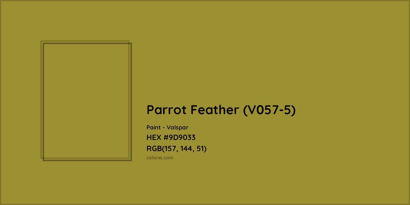 HEX #9D9033 Parrot Feather (V057-5) Paint Valspar - Color Code