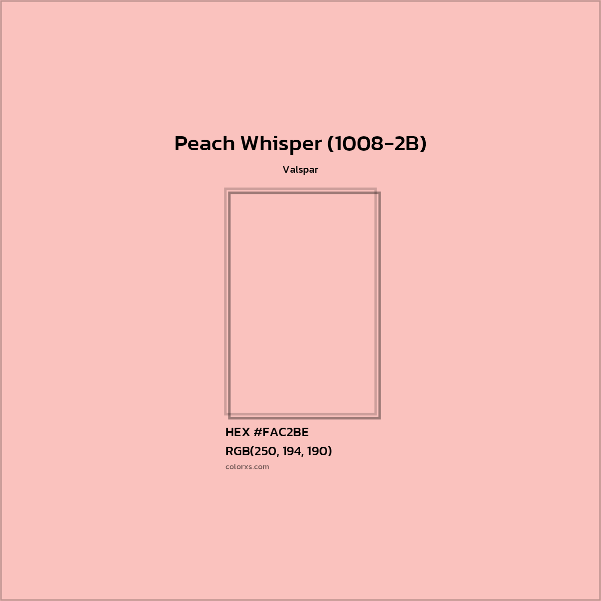 HEX #FAC2BE Peach Whisper (1008-2B) Paint Valspar - Color Code