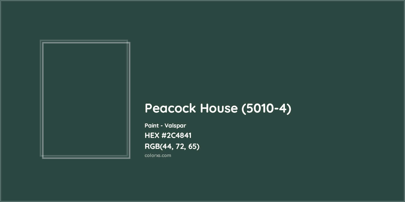 HEX #2C4841 Peacock House (5010-4) Paint Valspar - Color Code