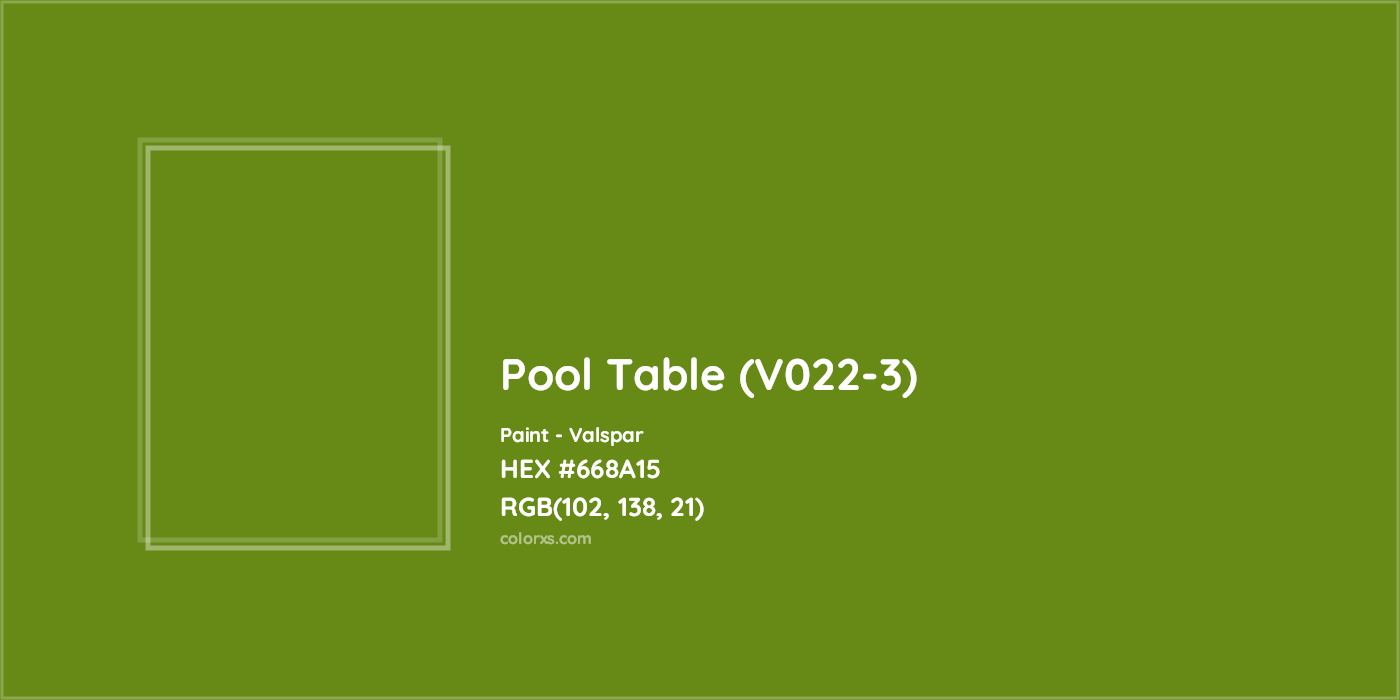 HEX #668A15 Pool Table (V022-3) Paint Valspar - Color Code