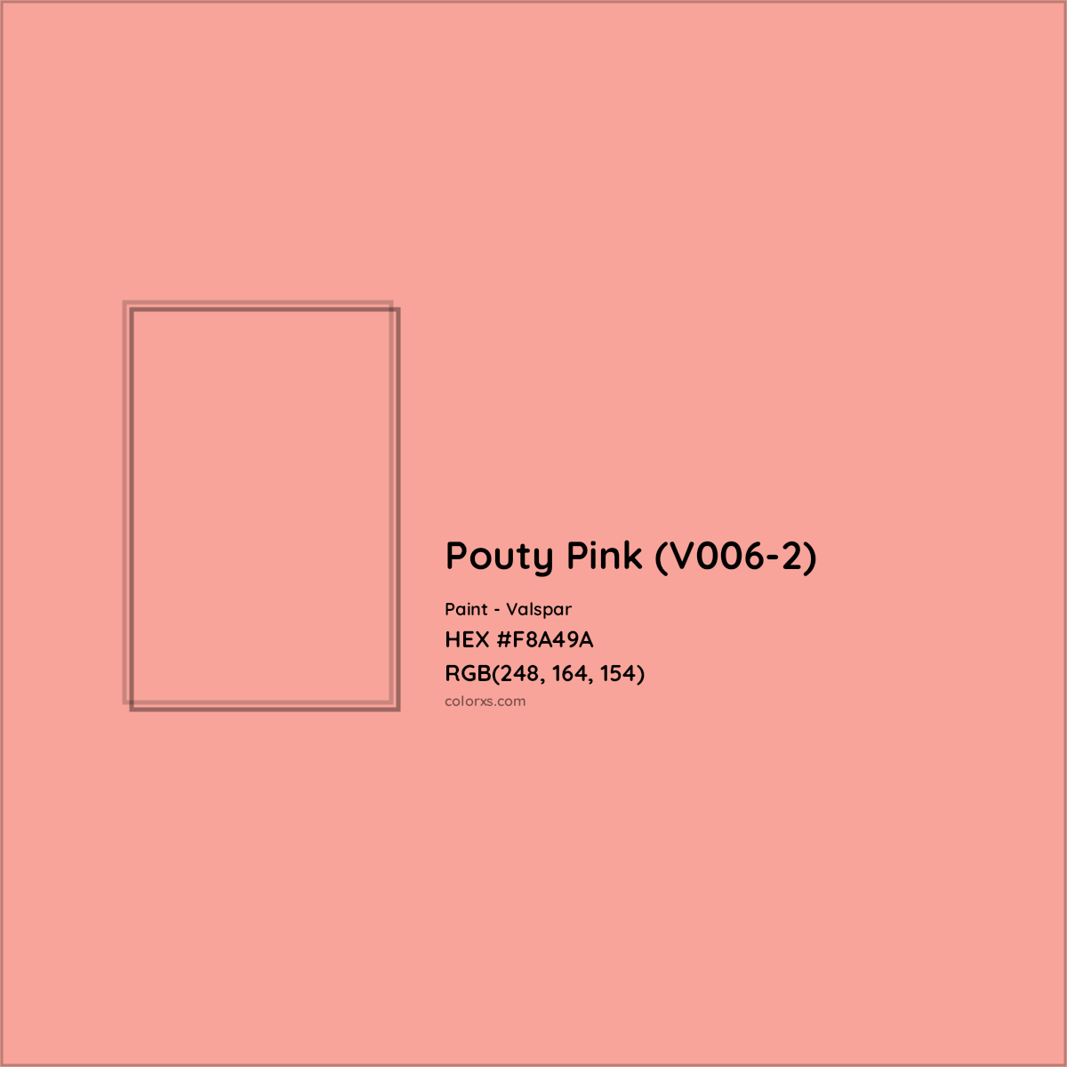 HEX #F8A49A Pouty Pink (V006-2) Paint Valspar - Color Code