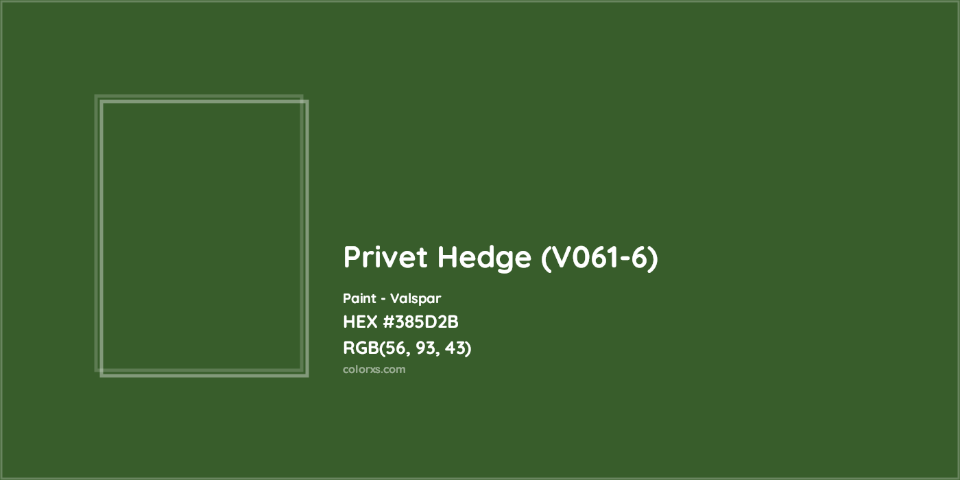 HEX #385D2B Privet Hedge (V061-6) Paint Valspar - Color Code