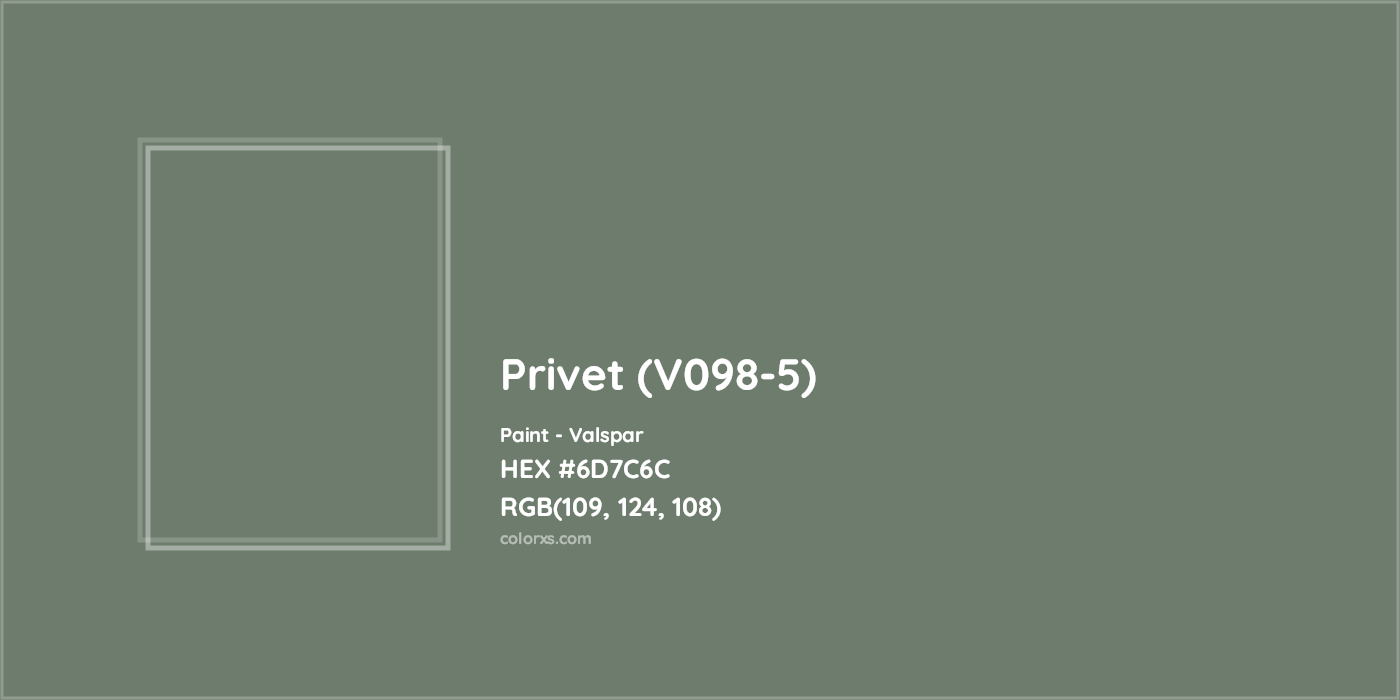 HEX #6D7C6C Privet (V098-5) Paint Valspar - Color Code