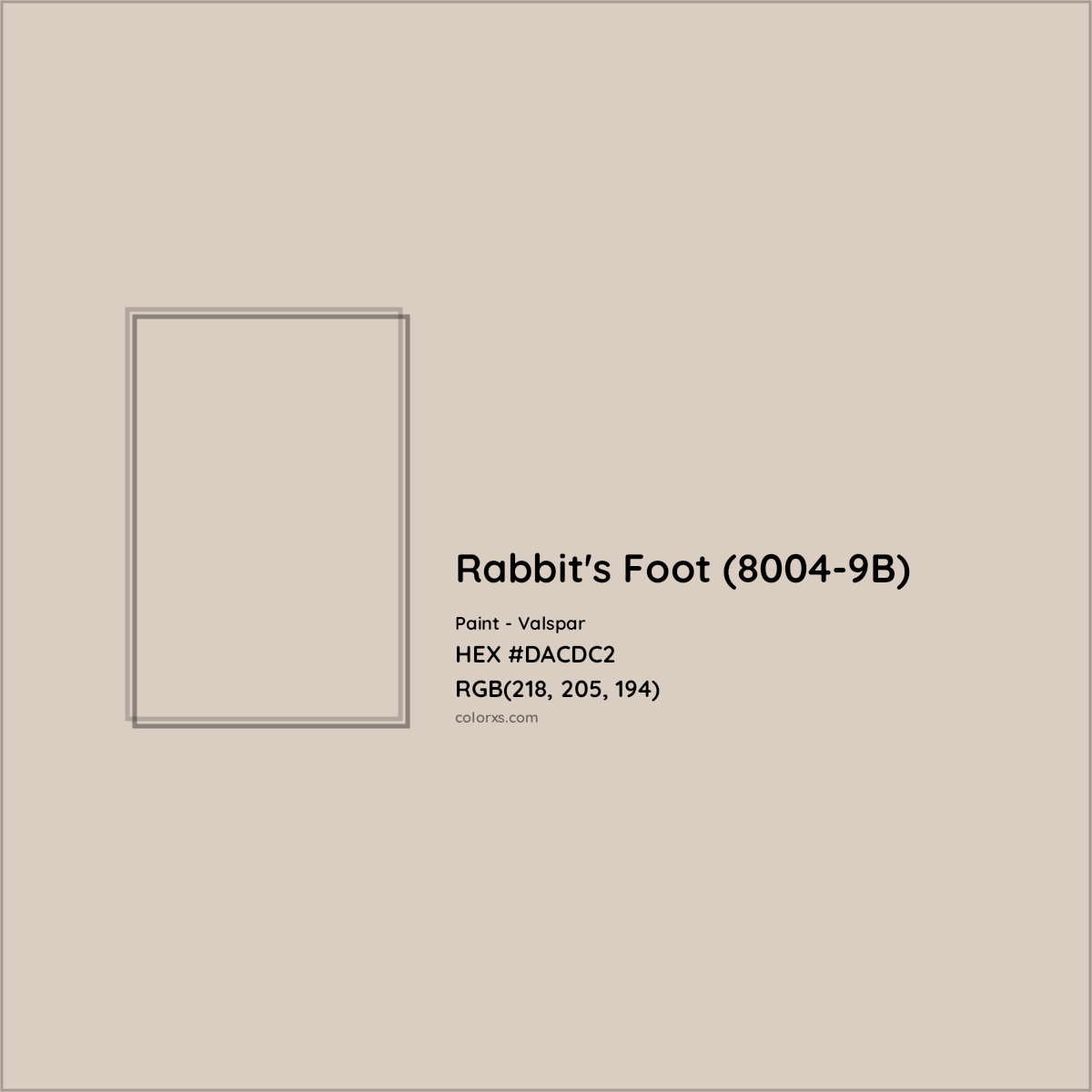 HEX #DACDC2 Rabbit's Foot (8004-9B) Paint Valspar - Color Code