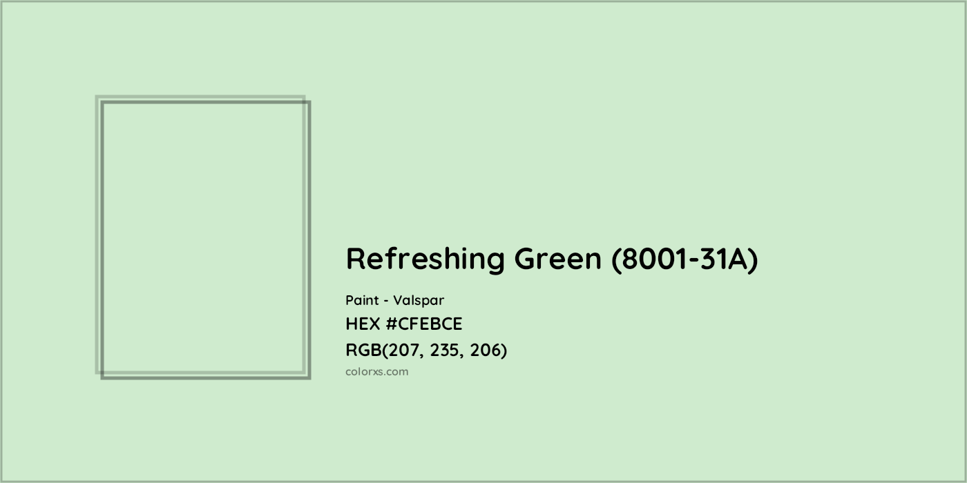 HEX #CFEBCE Refreshing Green (8001-31A) Paint Valspar - Color Code