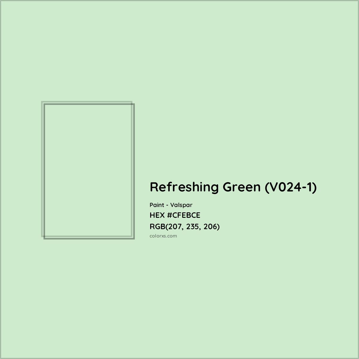HEX #CFEBCE Refreshing Green (V024-1) Paint Valspar - Color Code