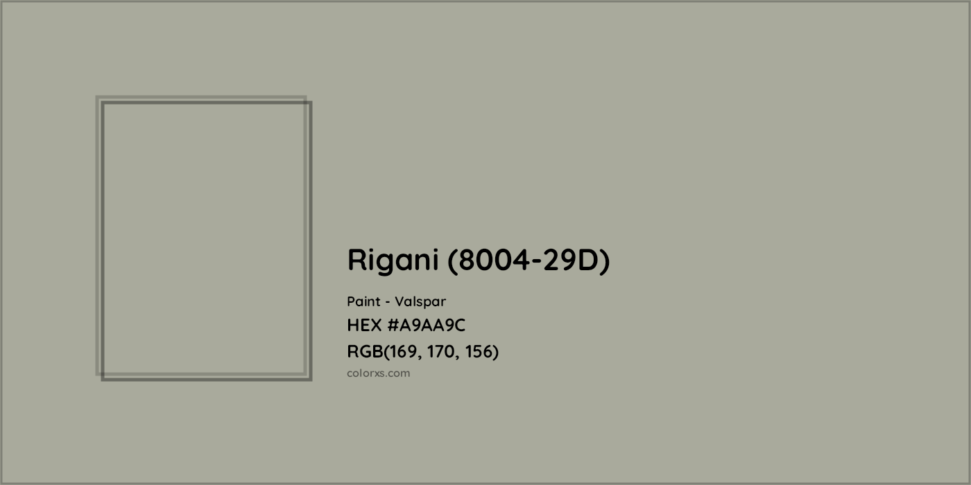 HEX #A9AA9C Rigani (8004-29D) Paint Valspar - Color Code