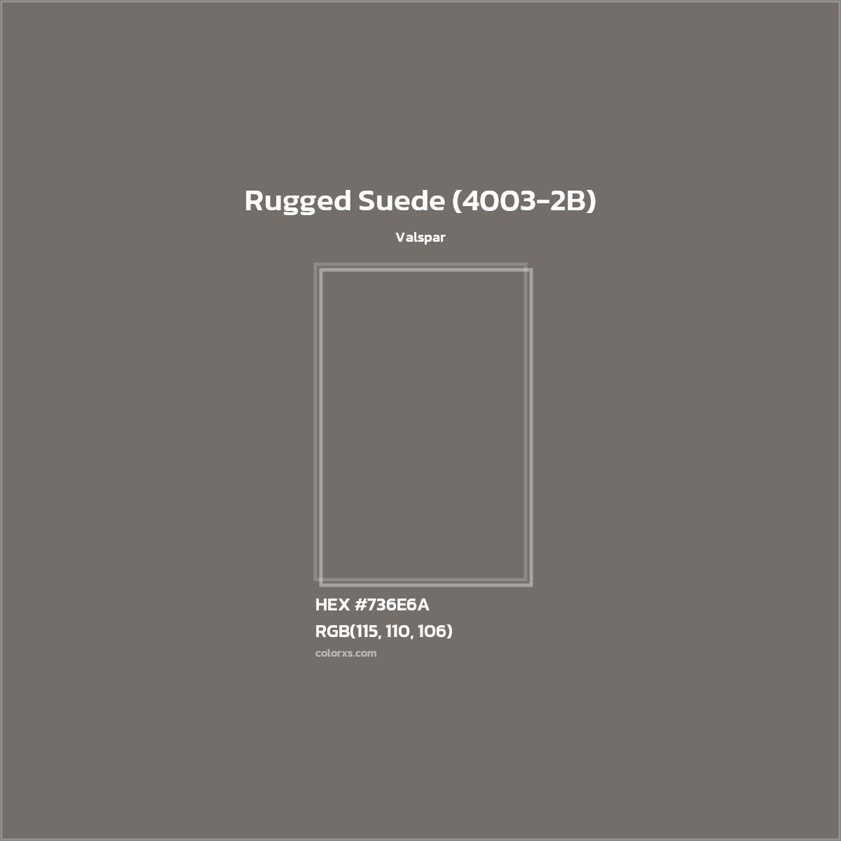 HEX #736E6A Rugged Suede (4003-2B) Paint Valspar - Color Code