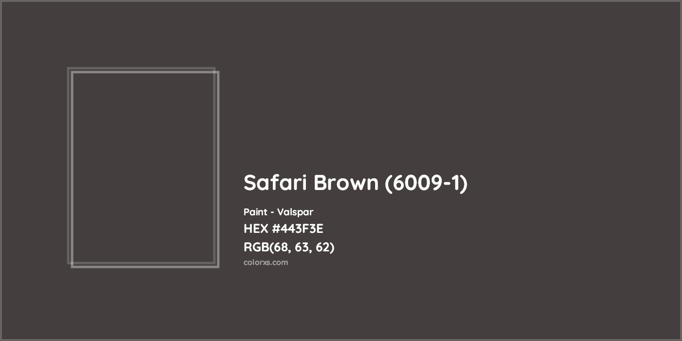 HEX #443F3E Safari Brown (6009-1) Paint Valspar - Color Code