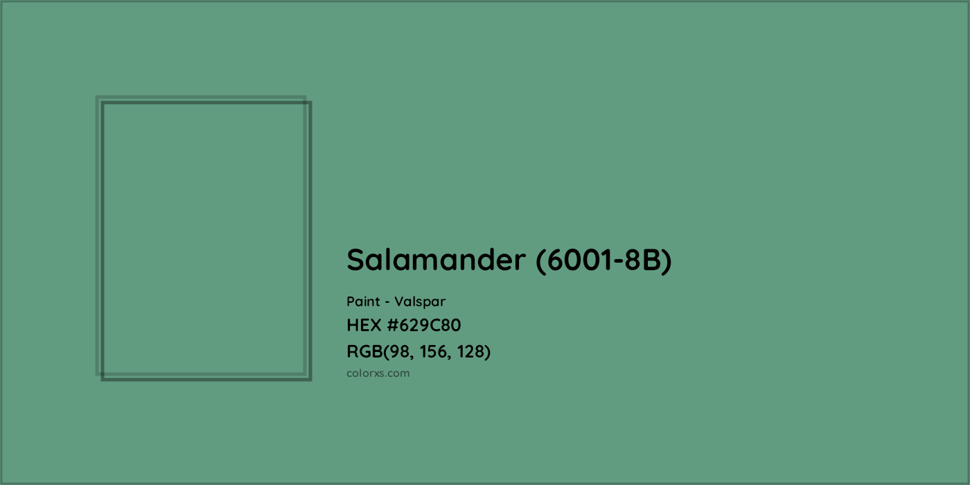 HEX #629C80 Salamander (6001-8B) Paint Valspar - Color Code
