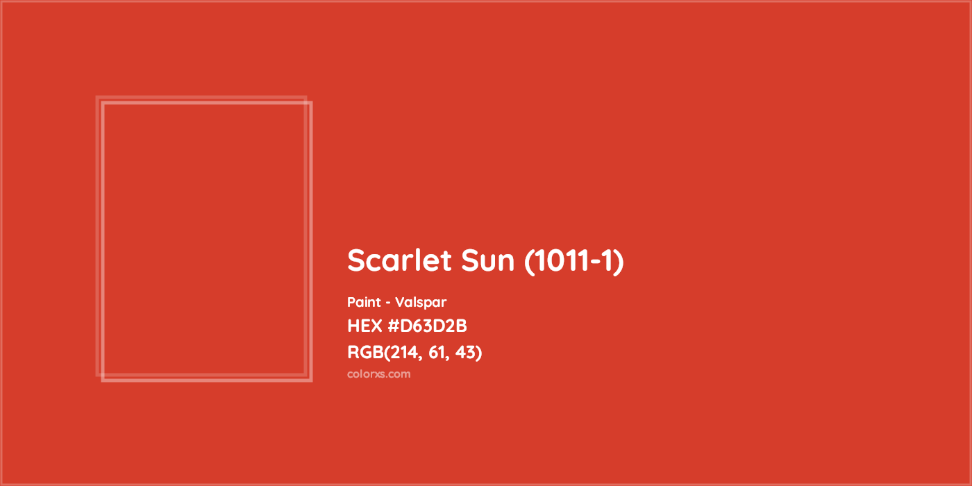 HEX #D63D2B Scarlet Sun (1011-1) Paint Valspar - Color Code