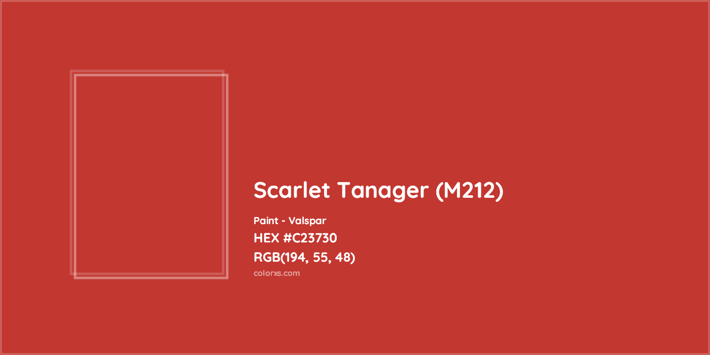 HEX #C23730 Scarlet Tanager (M212) Paint Valspar - Color Code