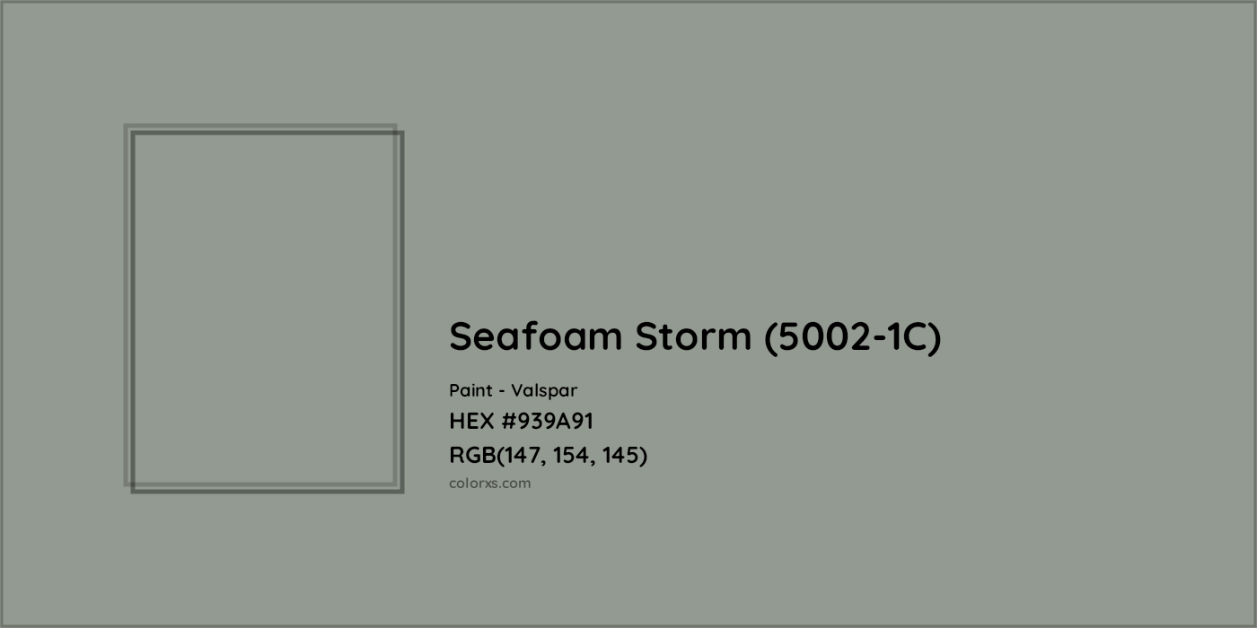 HEX #939A91 Seafoam Storm (5002-1C) Paint Valspar - Color Code