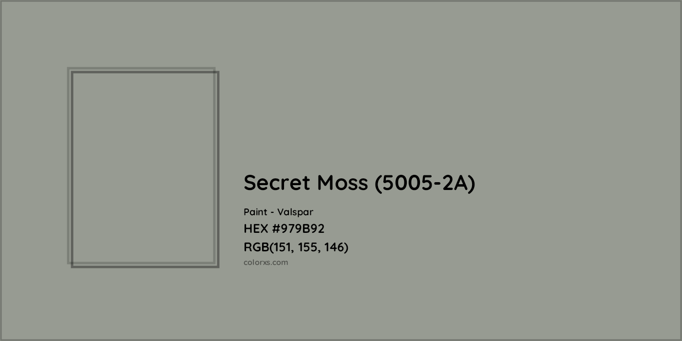 HEX #979B92 Secret Moss (5005-2A) Paint Valspar - Color Code
