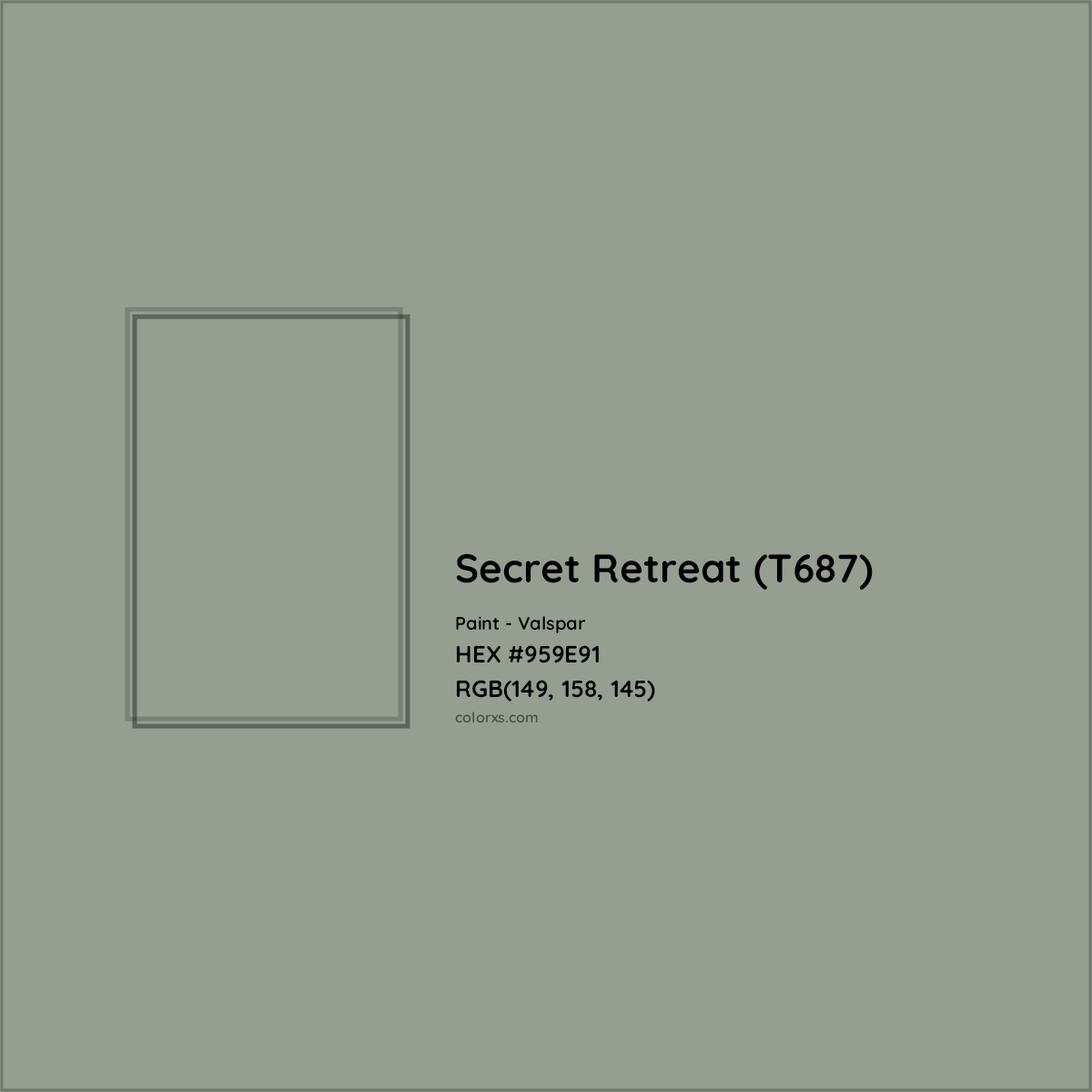 HEX #959E91 Secret Retreat (T687) Paint Valspar - Color Code