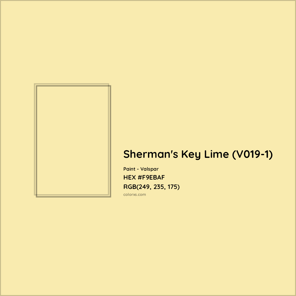 HEX #F9EBAF Sherman's Key Lime (V019-1) Paint Valspar - Color Code