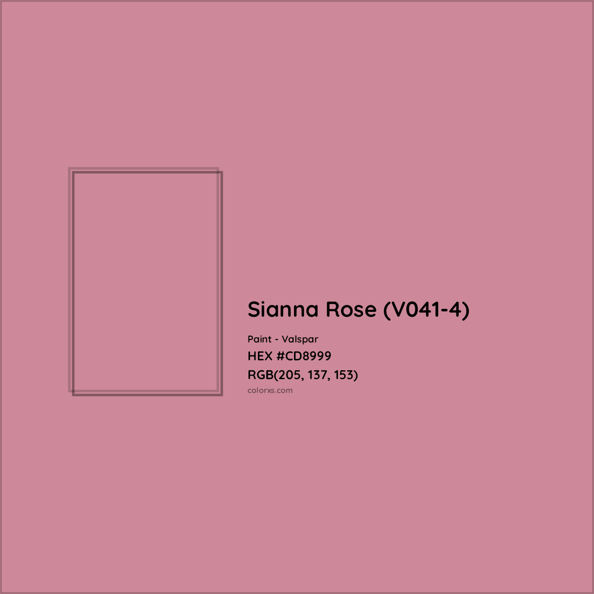 HEX #CD8999 Sianna Rose (V041-4) Paint Valspar - Color Code