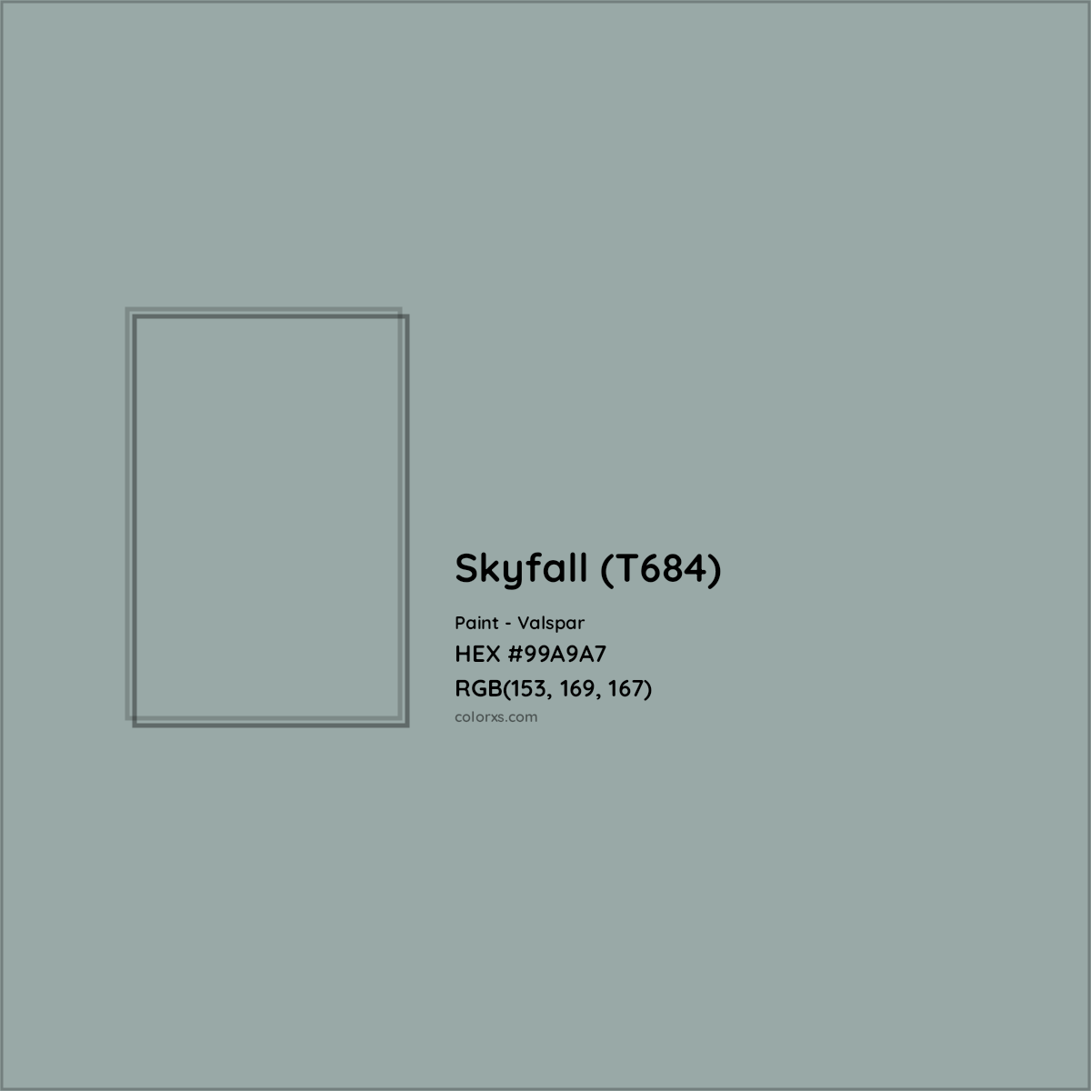 HEX #99A9A7 Skyfall (T684) Paint Valspar - Color Code