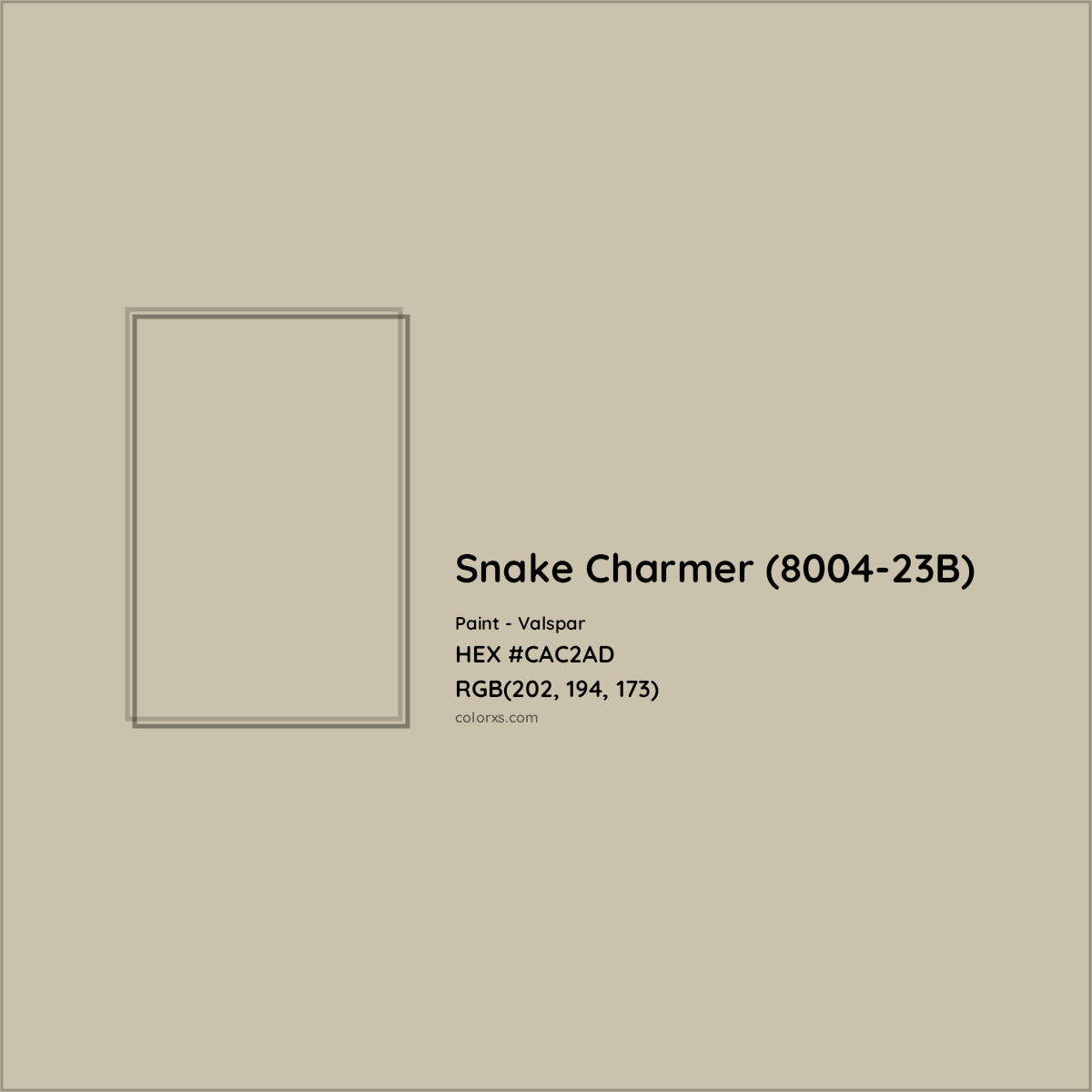 HEX #CAC2AD Snake Charmer (8004-23B) Paint Valspar - Color Code