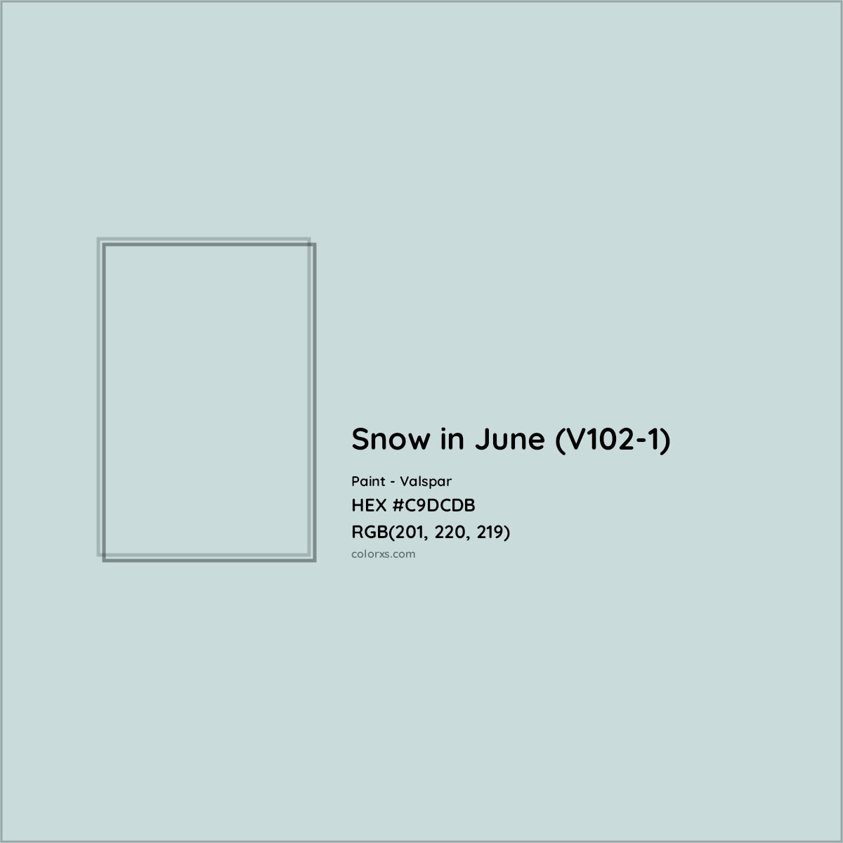 HEX #C9DCDB Snow in June (V102-1) Paint Valspar - Color Code