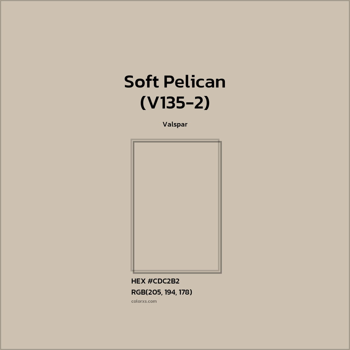 HEX #CDC2B2 Soft Pelican (V135-2) Paint Valspar - Color Code
