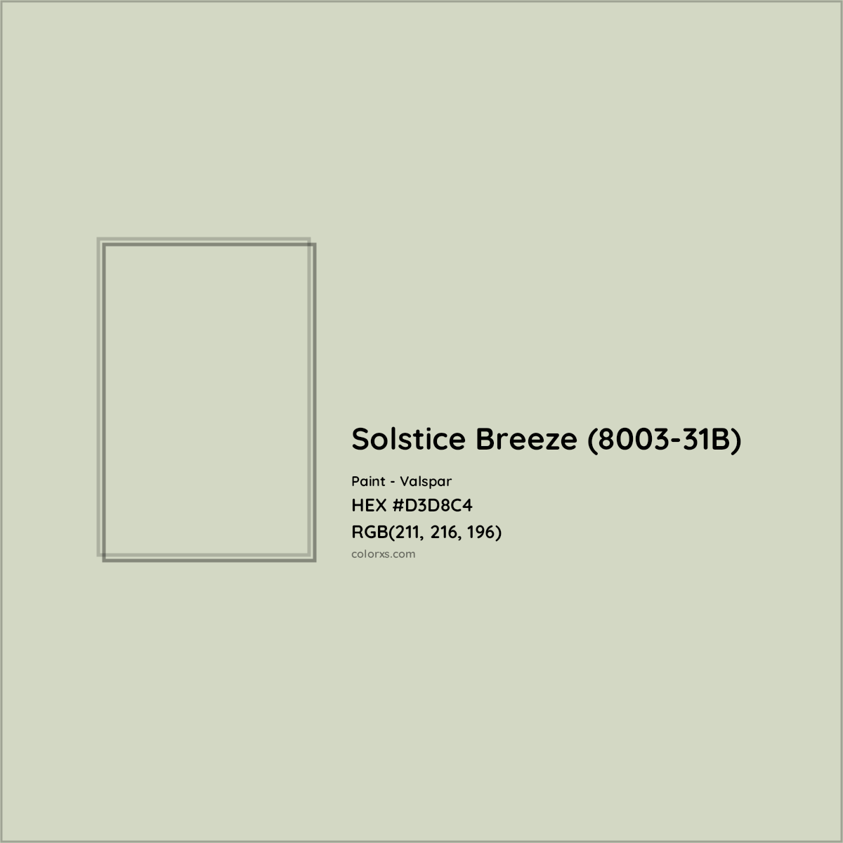 HEX #D3D8C4 Solstice Breeze (8003-31B) Paint Valspar - Color Code