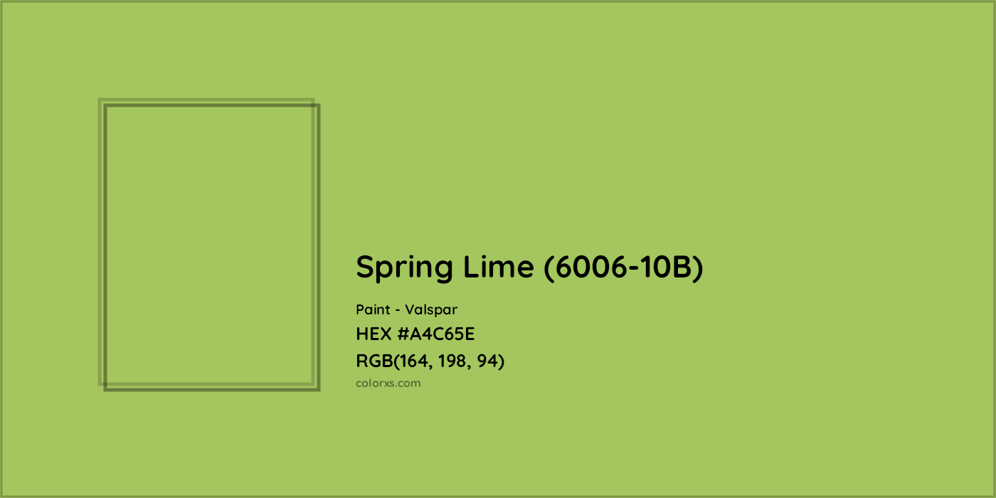 HEX #A4C65E Spring Lime (6006-10B) Paint Valspar - Color Code