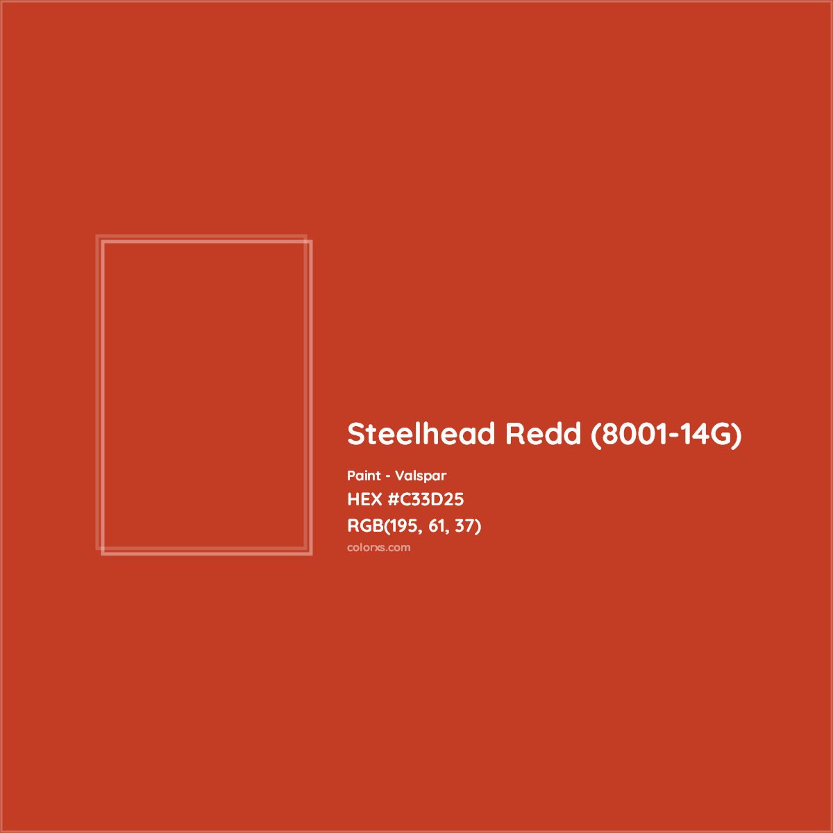 HEX #C33D25 Steelhead Redd (8001-14G) Paint Valspar - Color Code