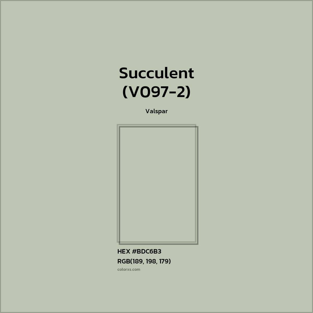 HEX #BDC6B3 Succulent (V097-2) Paint Valspar - Color Code